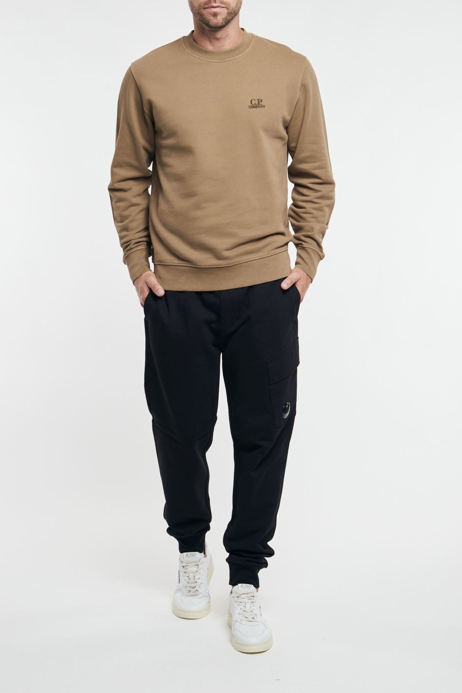 Uomo c.p. company Felpe | Cp Company Brushed Emerized Diagonal Fleece Logo Sweatshirt Multicolor Uomo