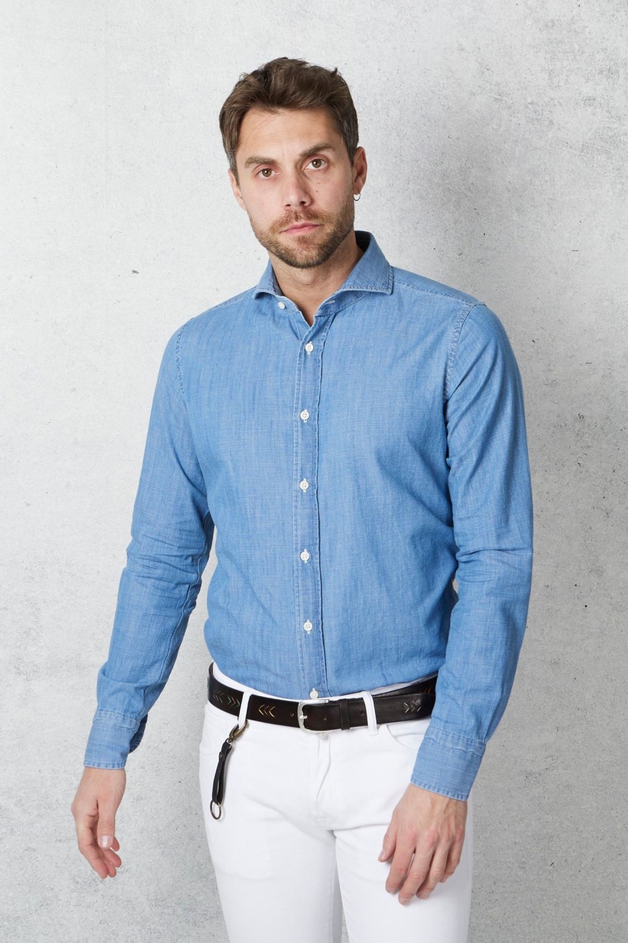 Uomo bolzonella 1934 Camicie | Camicia Denim Blu Uomo