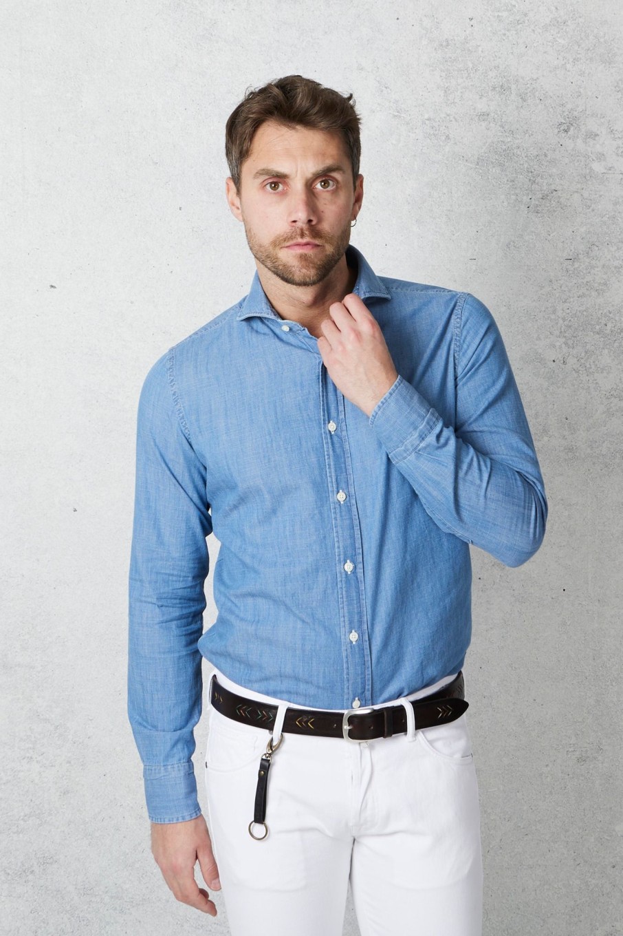 Uomo bolzonella 1934 Camicie | Camicia Denim Blu Uomo