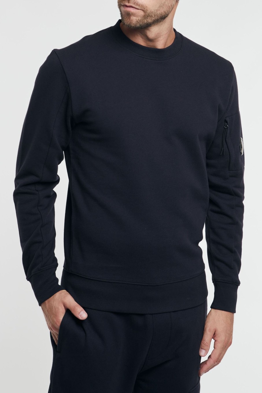 Uomo c.p. company Felpe | Cp Company Diagonal Raised Fleece Lens Sweatshirt Blu Uomo 93007-16161