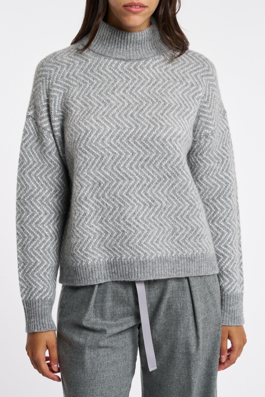 Donna peserico Maglie | Maglia In Lana Seta E Cashmere Grigio Donna