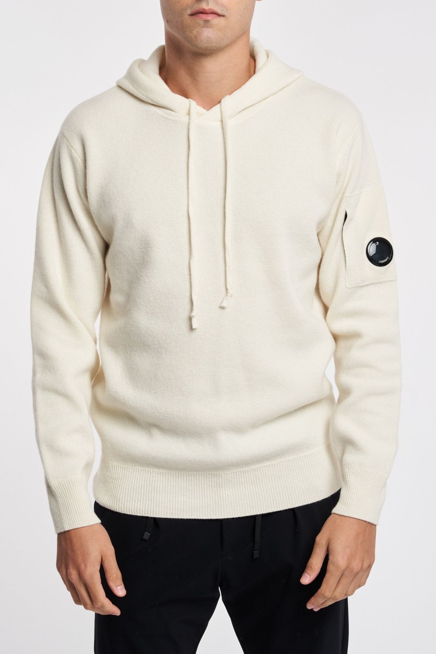 Uomo c.p. company Felpe | Cp Company Hoodie Lambswoll Bianco