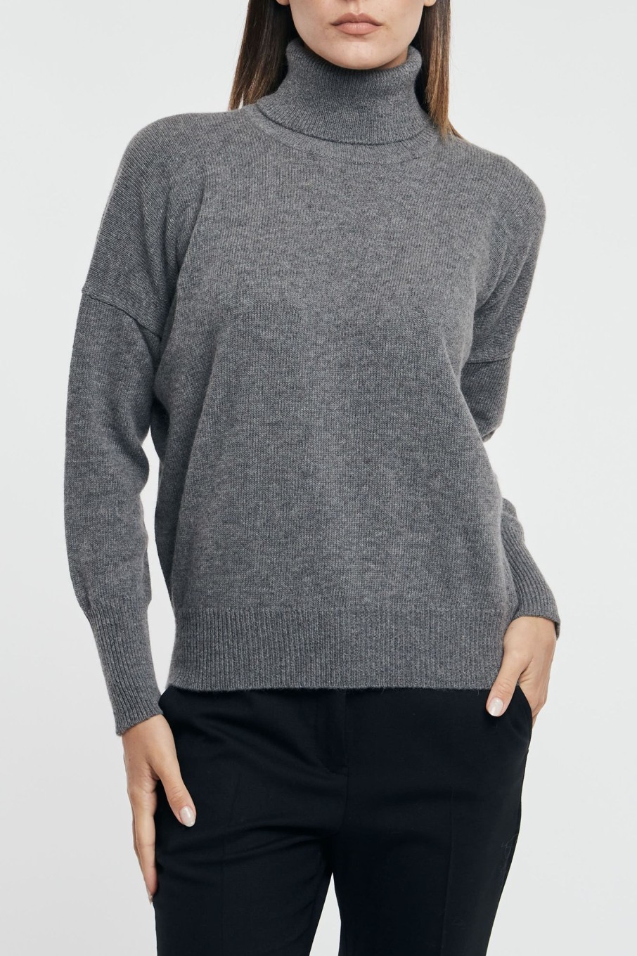 Donna zanone Maglie | Maglia Dolcevita Over Size Grigio Donna