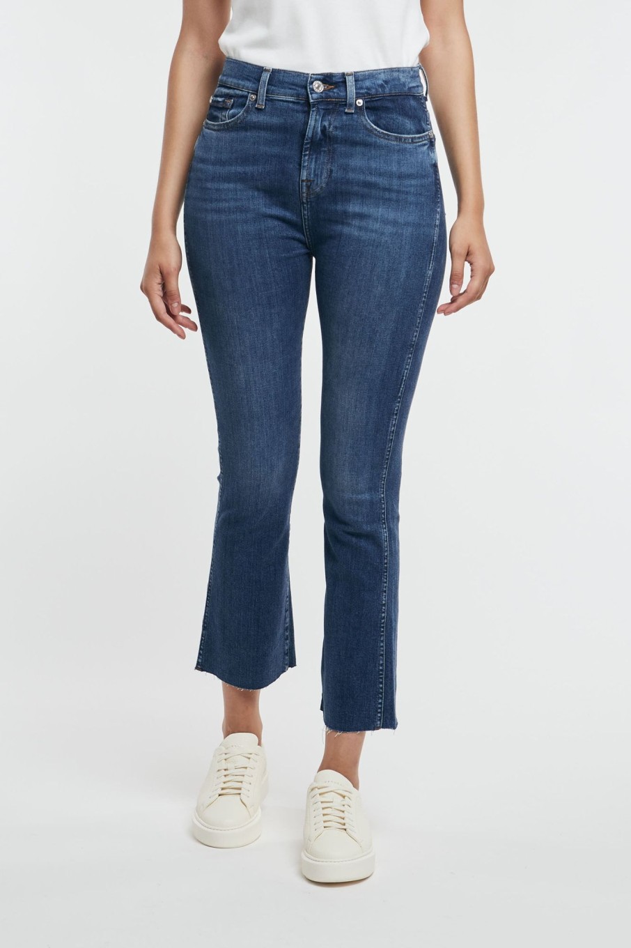 Donna 7 for all mankind Jeans | Hw Slim Kick Slim Illusion Outer With Raw Cut Blu Donna