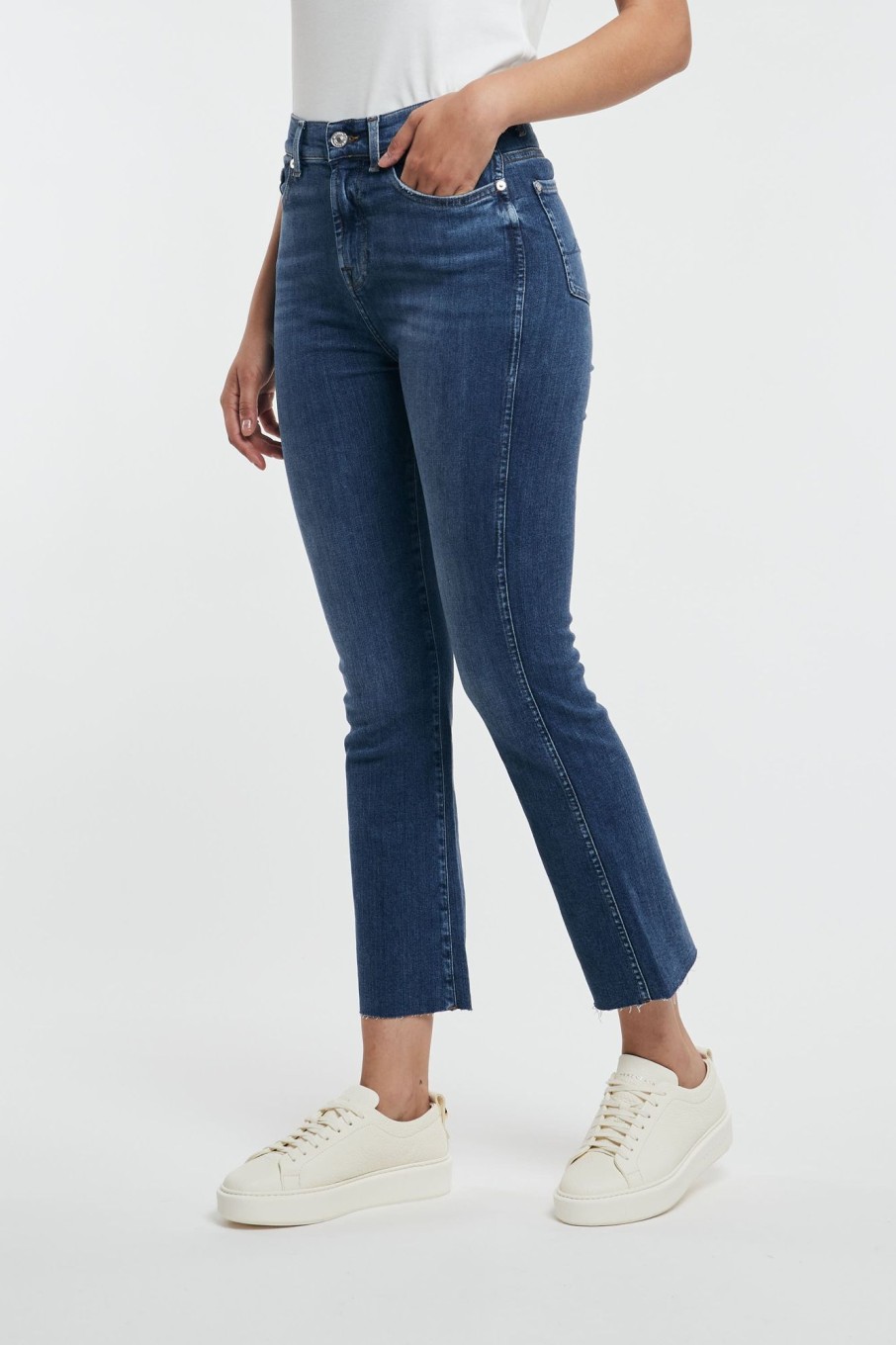 Donna 7 for all mankind Jeans | Hw Slim Kick Slim Illusion Outer With Raw Cut Blu Donna