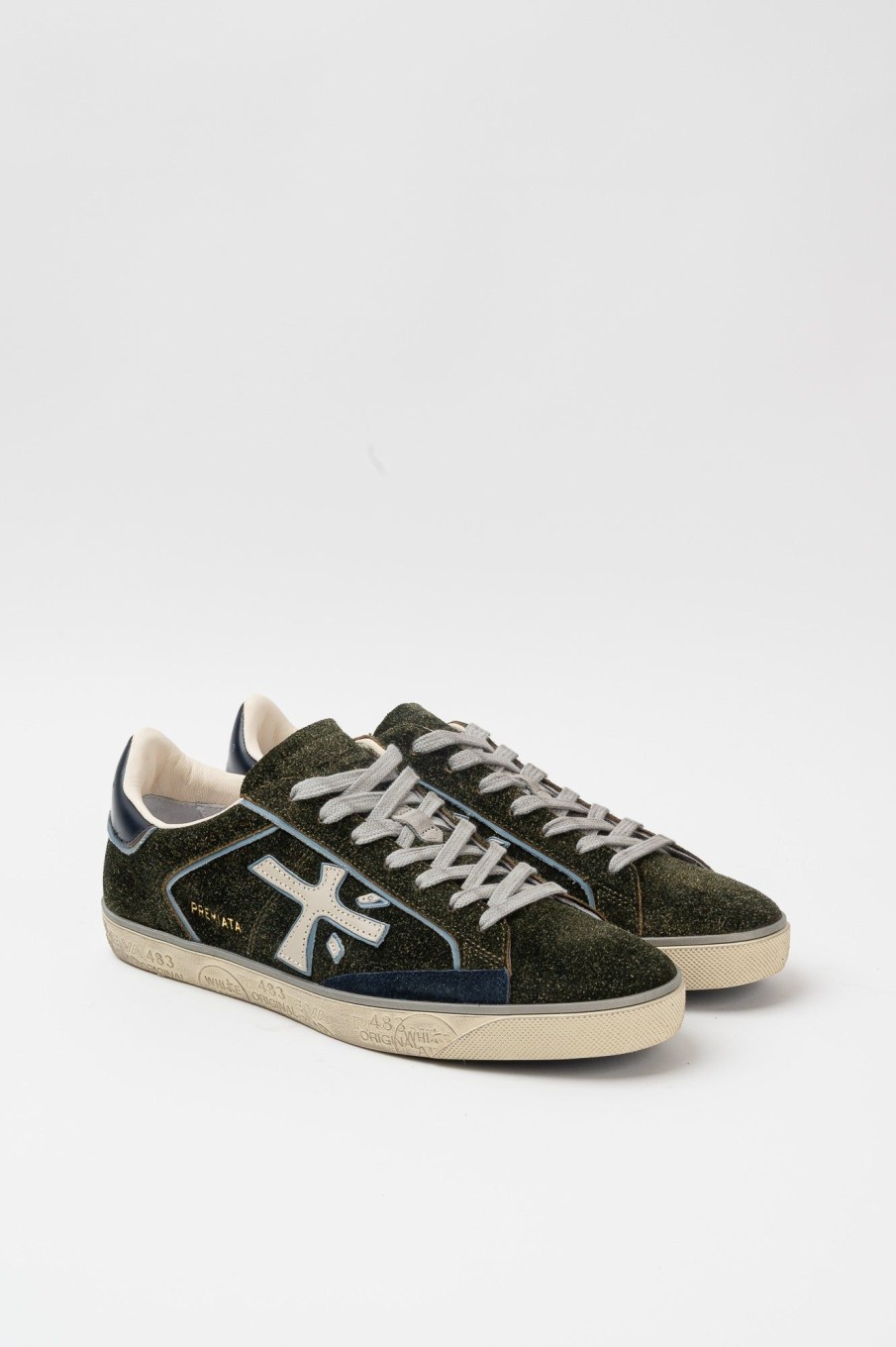 Uomo premiata Sneakers | Sneakers Verde Pelle/Tessuto