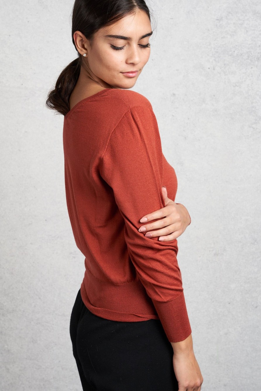 Donna zanone Maglie | Maglia Scollo V Arancione Donna