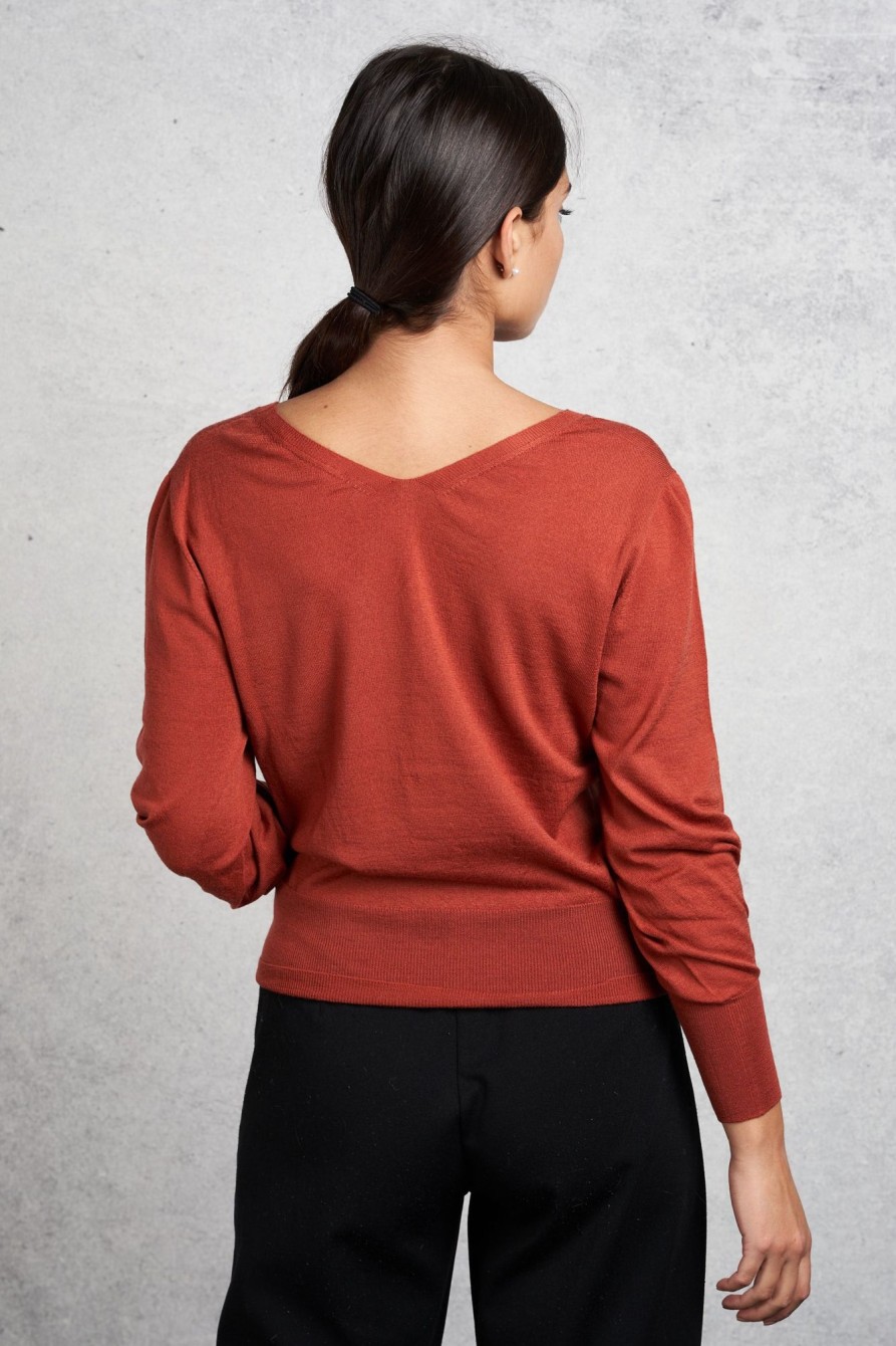 Donna zanone Maglie | Maglia Scollo V Arancione Donna