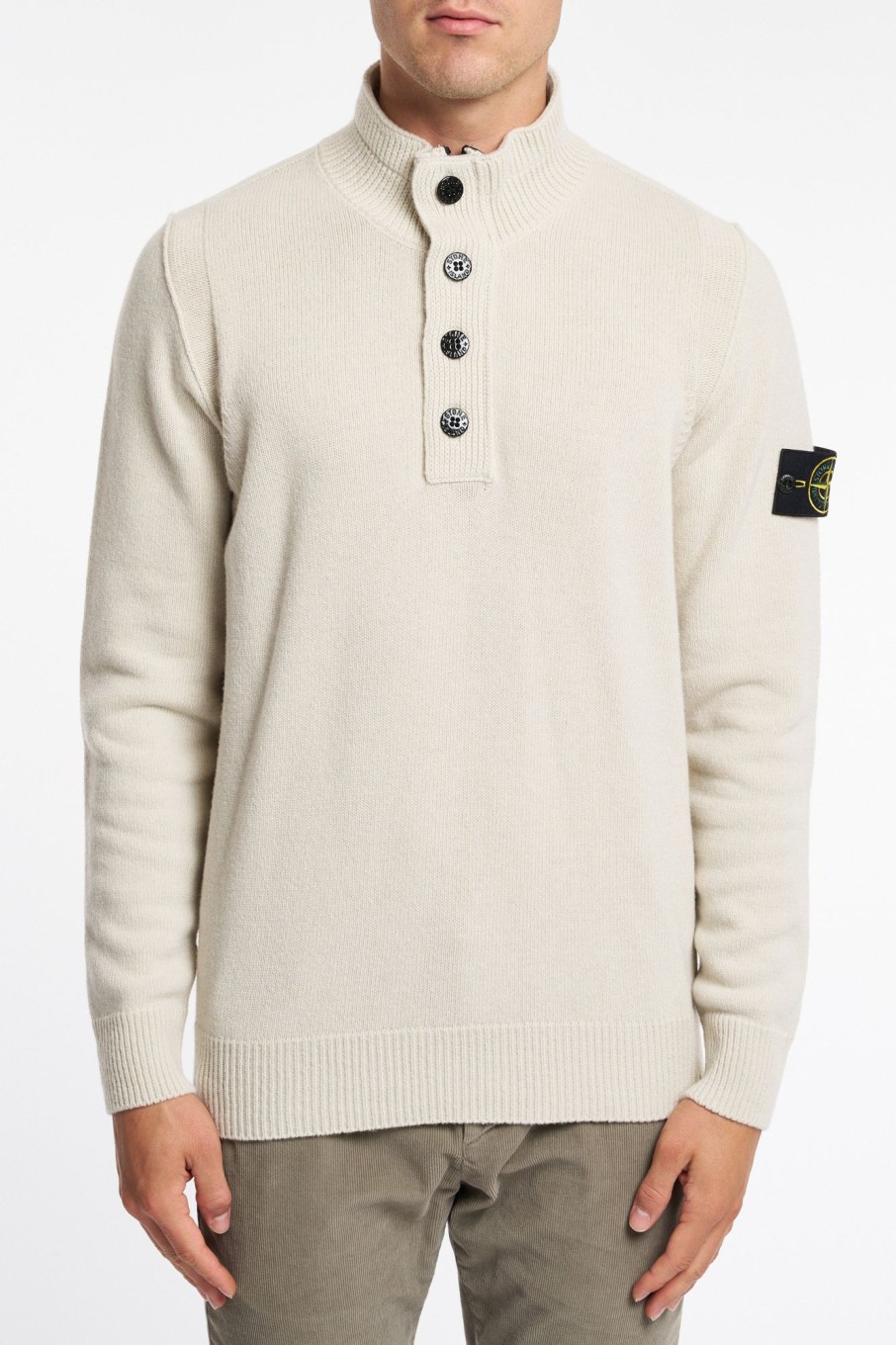 Uomo stone island Maglie | Maglia Lambswool Bottoni Grigio Uomo