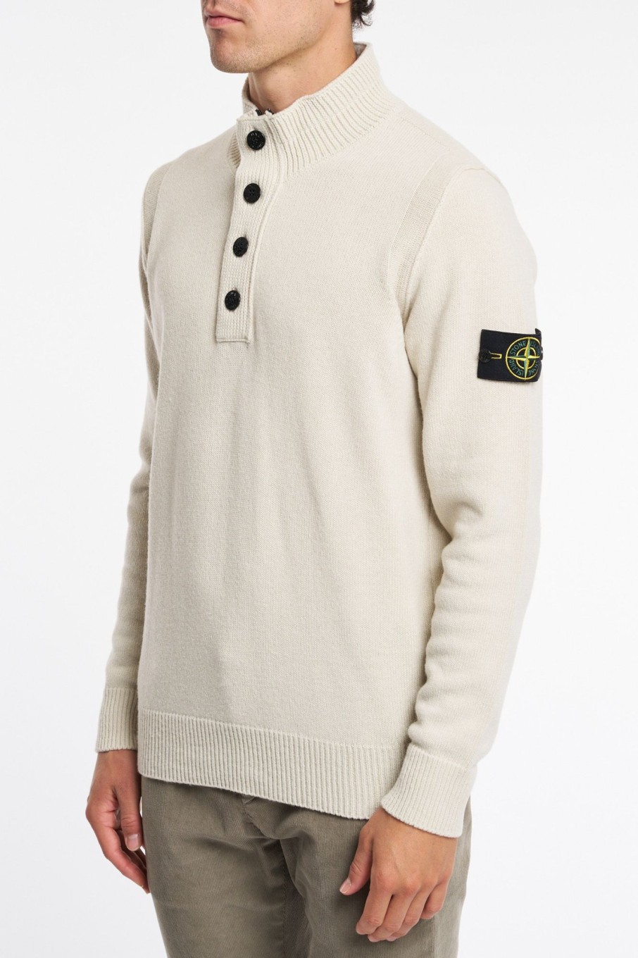 Uomo stone island Maglie | Maglia Lambswool Bottoni Grigio Uomo