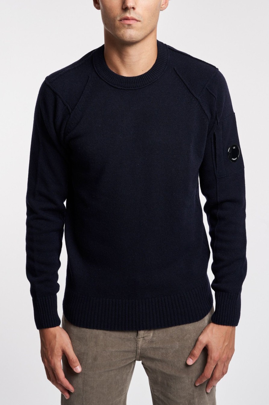 Uomo c.p. company Maglie | Maglione Crew Neck Lambswoll Blu