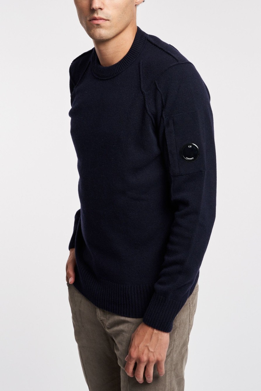 Uomo c.p. company Maglie | Maglione Crew Neck Lambswoll Blu