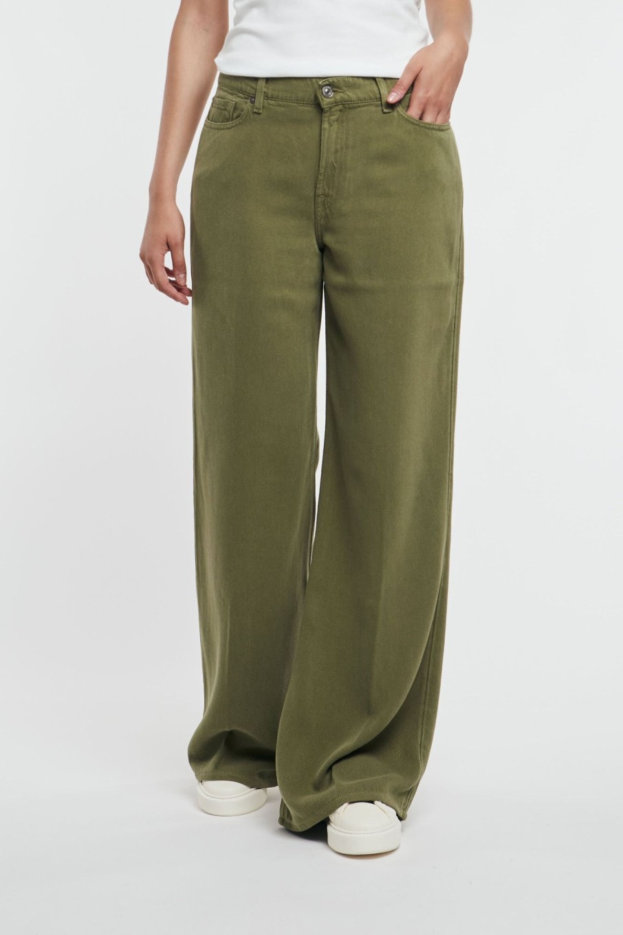 Donna 7 for all mankind Jeans | Lotta Colored Tencel Moss Verde Donna