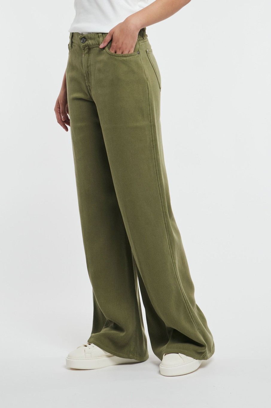 Donna 7 for all mankind Jeans | Lotta Colored Tencel Moss Verde Donna