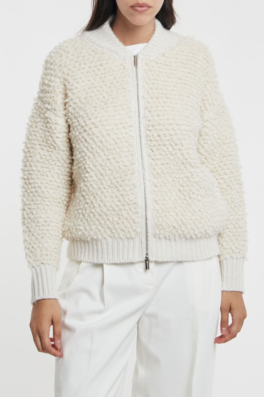 Donna peserico Maglie | Cardigan Tricot Bianco Donna