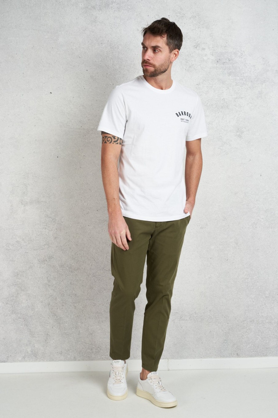 Uomo barbour T-Shirts | T-Shirt Bianco Uomo