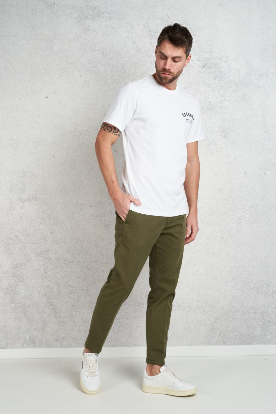 Uomo barbour T-Shirts | T-Shirt Bianco Uomo