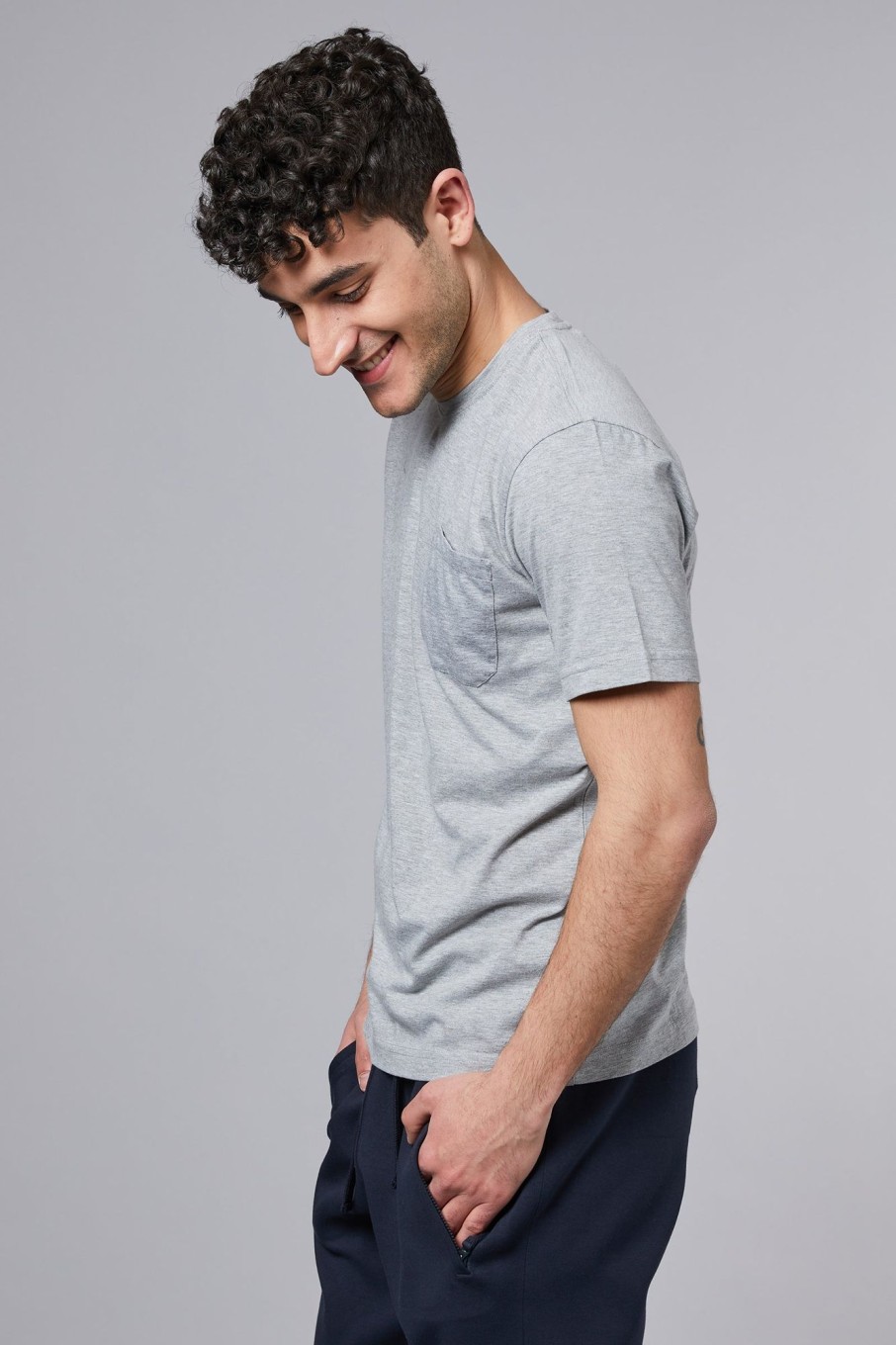 Uomo aspesi T-Shirts | T-Shirt Grigio Uomo