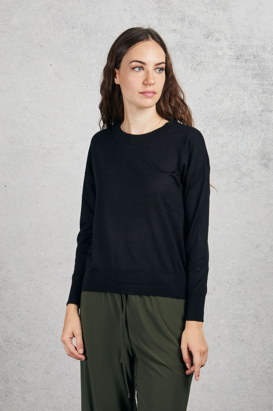 Donna purotatto Maglie | Crew Neck Sweater Nero Donna