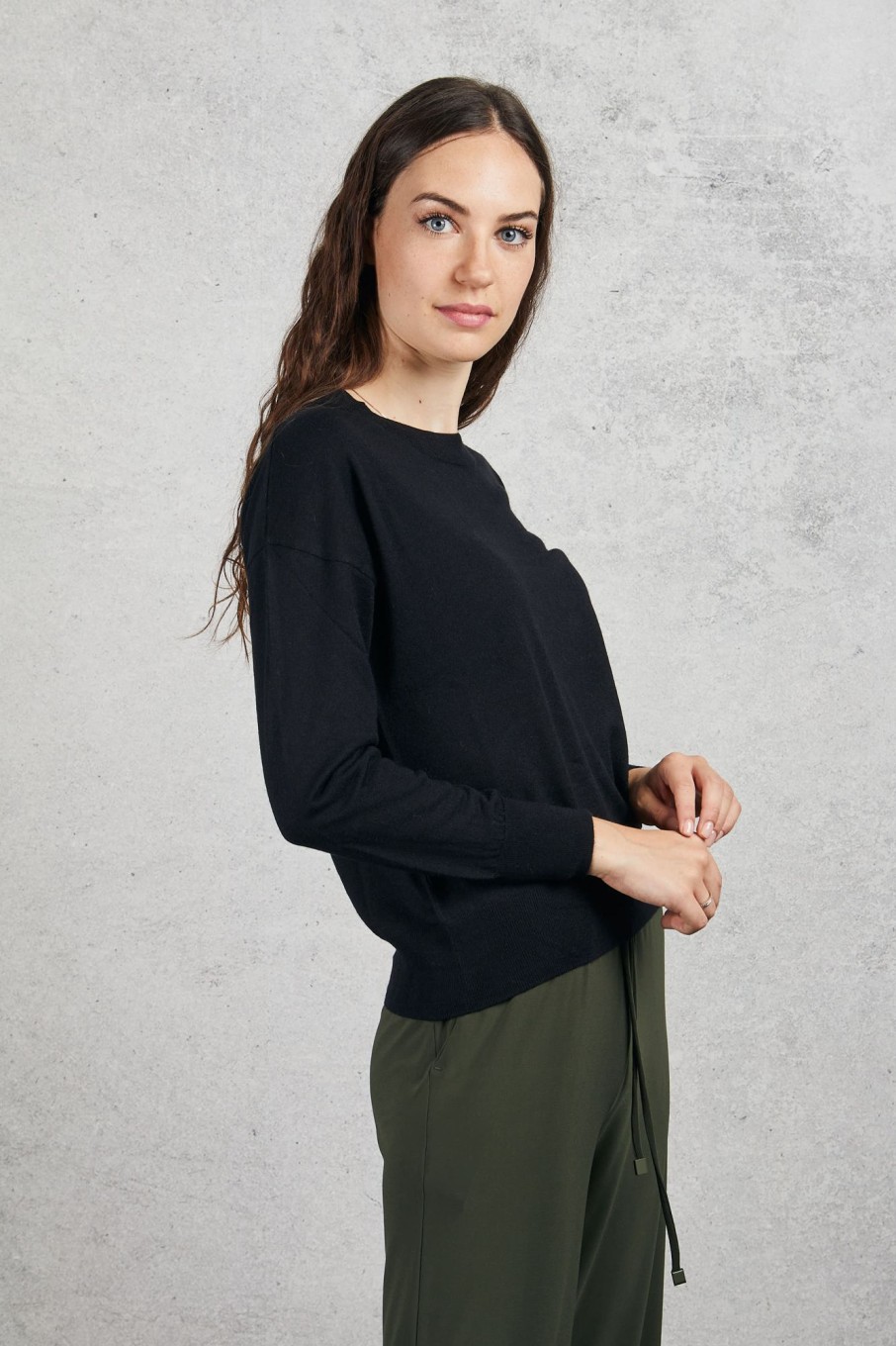 Donna purotatto Maglie | Crew Neck Sweater Nero Donna