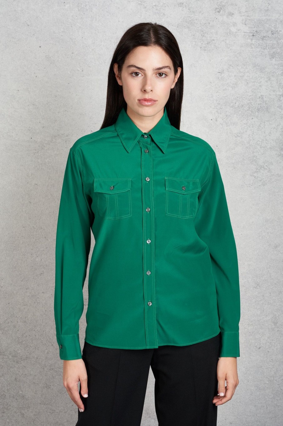 Donna robert friedman Camicie | Camicia Seta Verde Donna