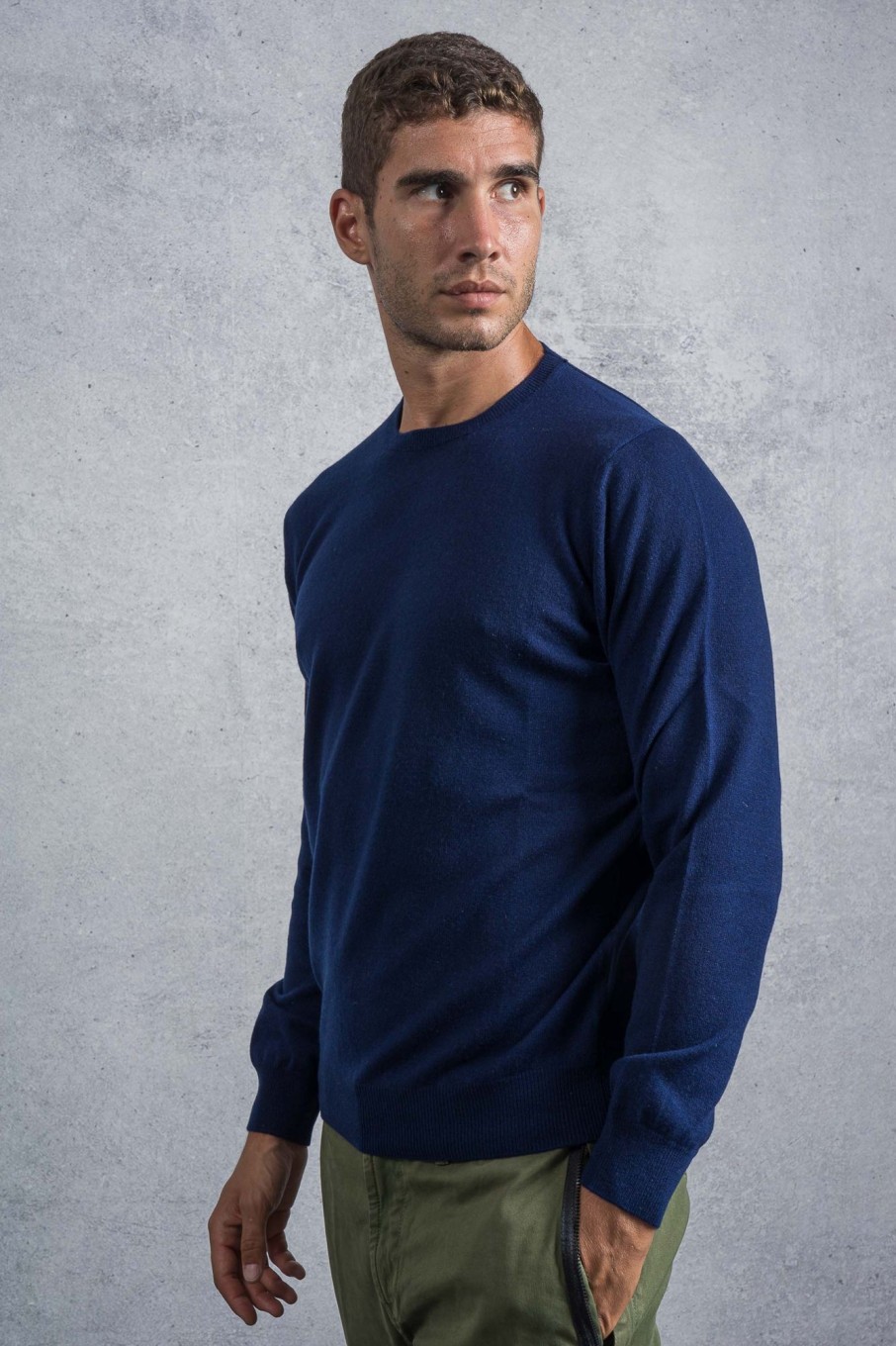 Uomo hindustrie Maglie | Maglia Girocollo Cashmere 2 Fili Blu Uomo