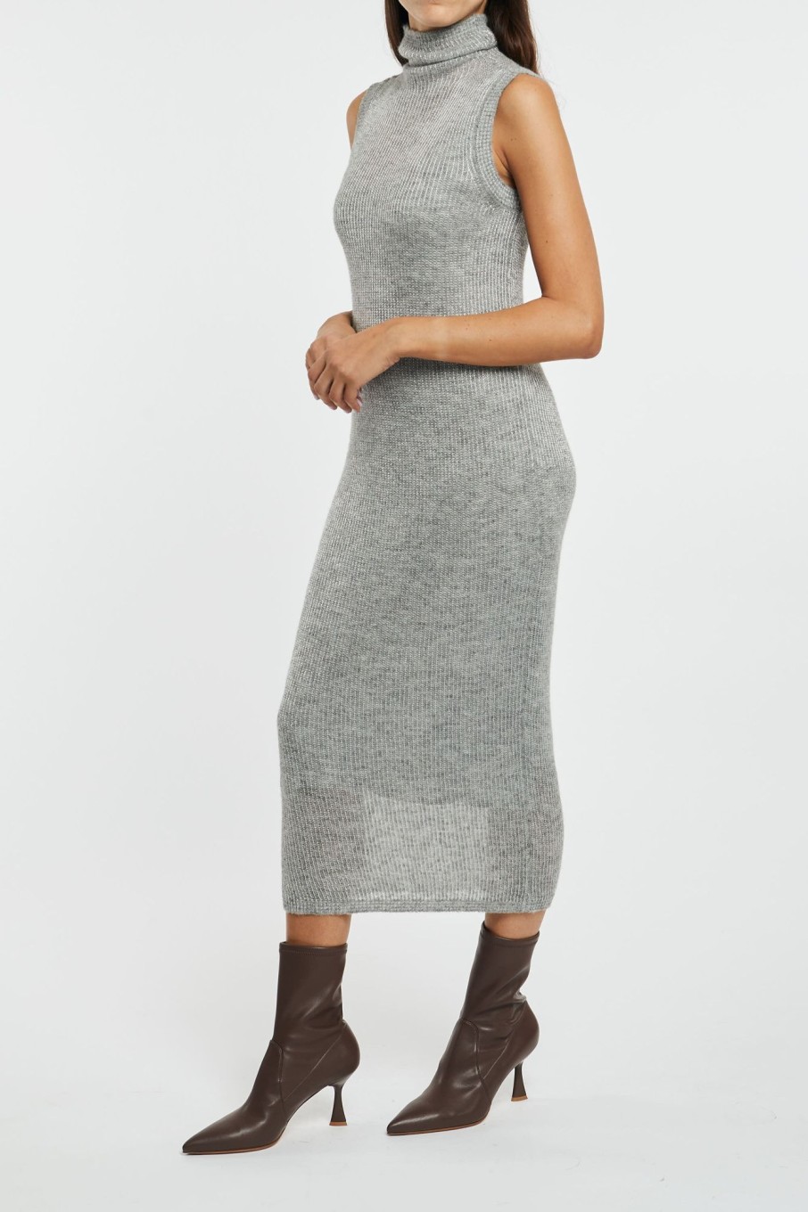 Donna peserico Abiti | Abito Midi In Tricot Grigio