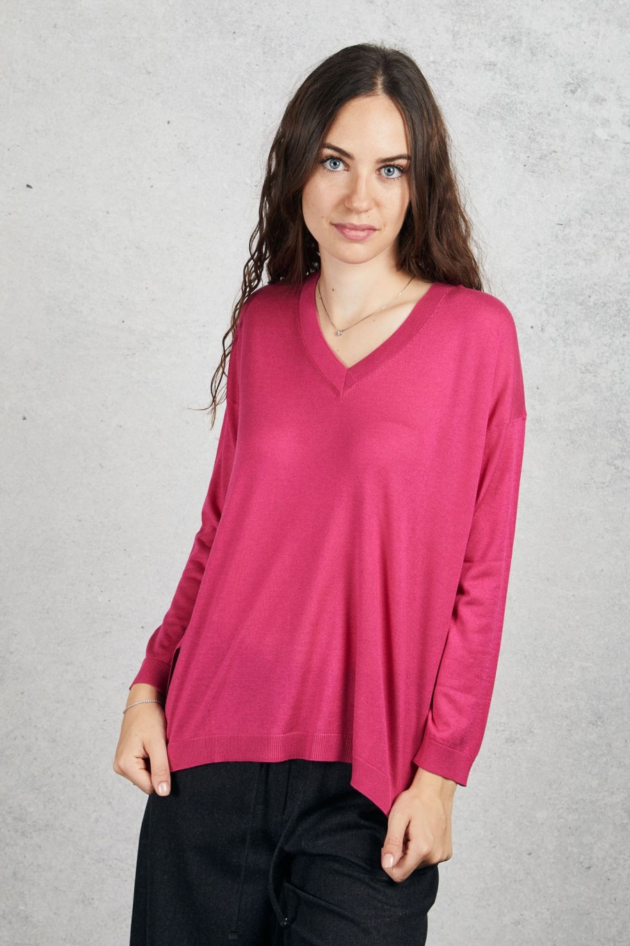 Donna kangra Maglie | Maglia Over Scollo A V Viola Donna