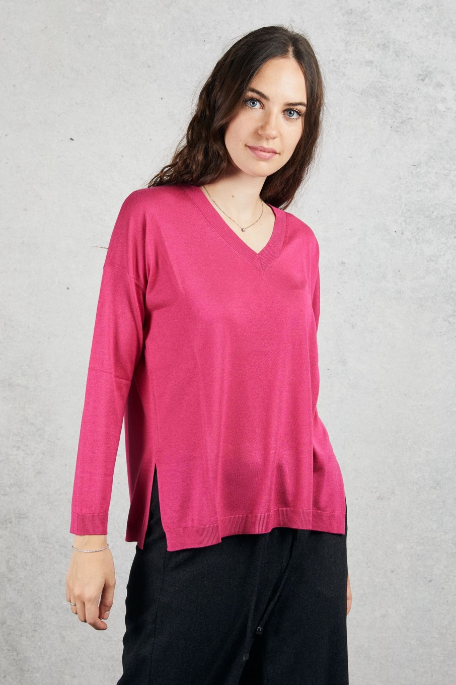 Donna kangra Maglie | Maglia Over Scollo A V Viola Donna