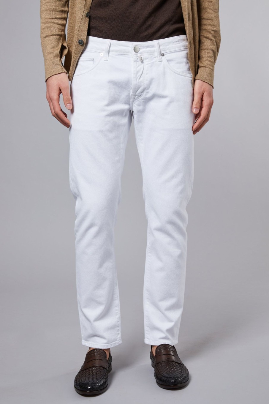 Uomo incotex denim Jeans | 5P Confort Ppr Str Solid Bianco Uomo