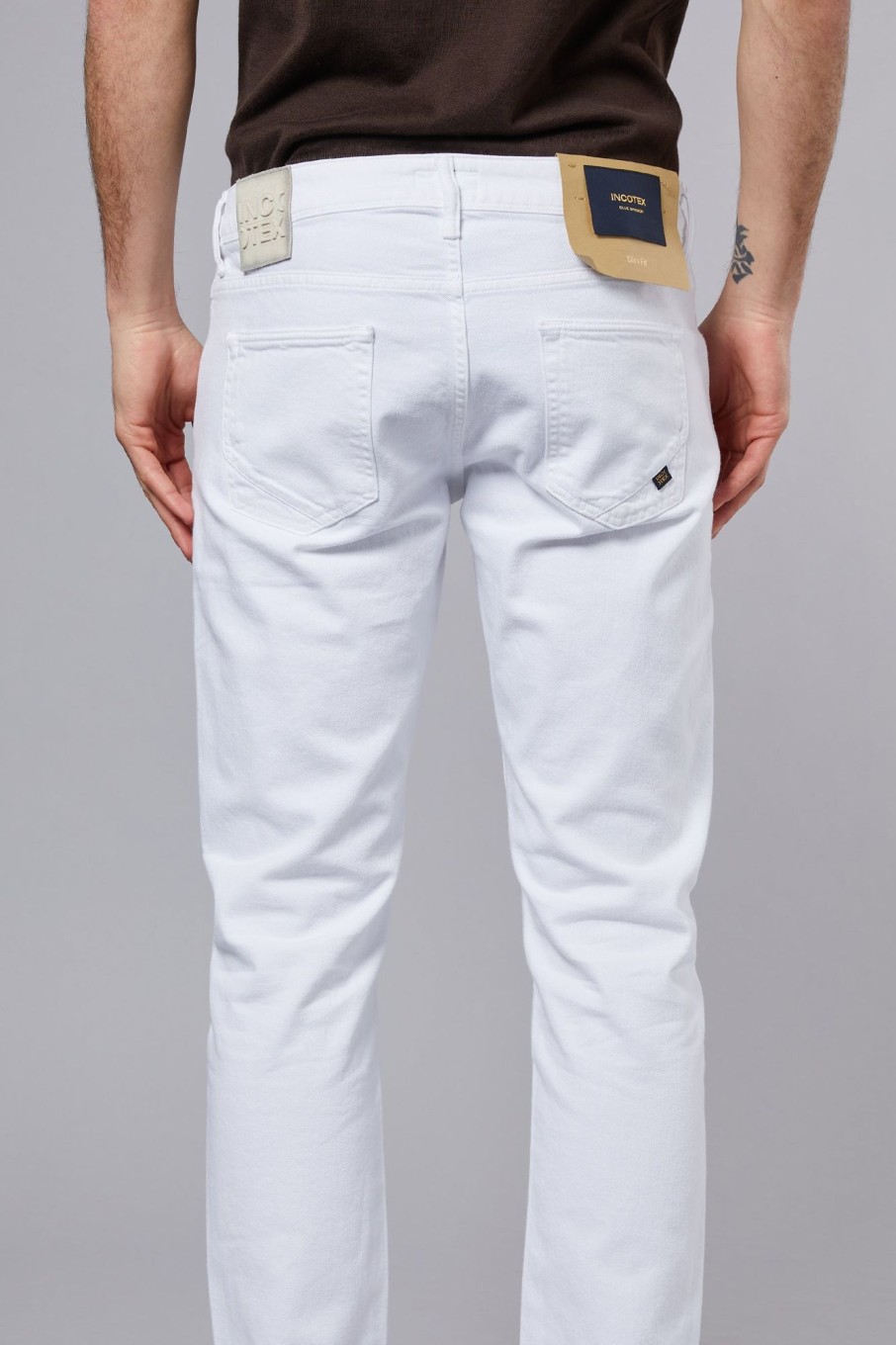 Uomo incotex denim Jeans | 5P Confort Ppr Str Solid Bianco Uomo