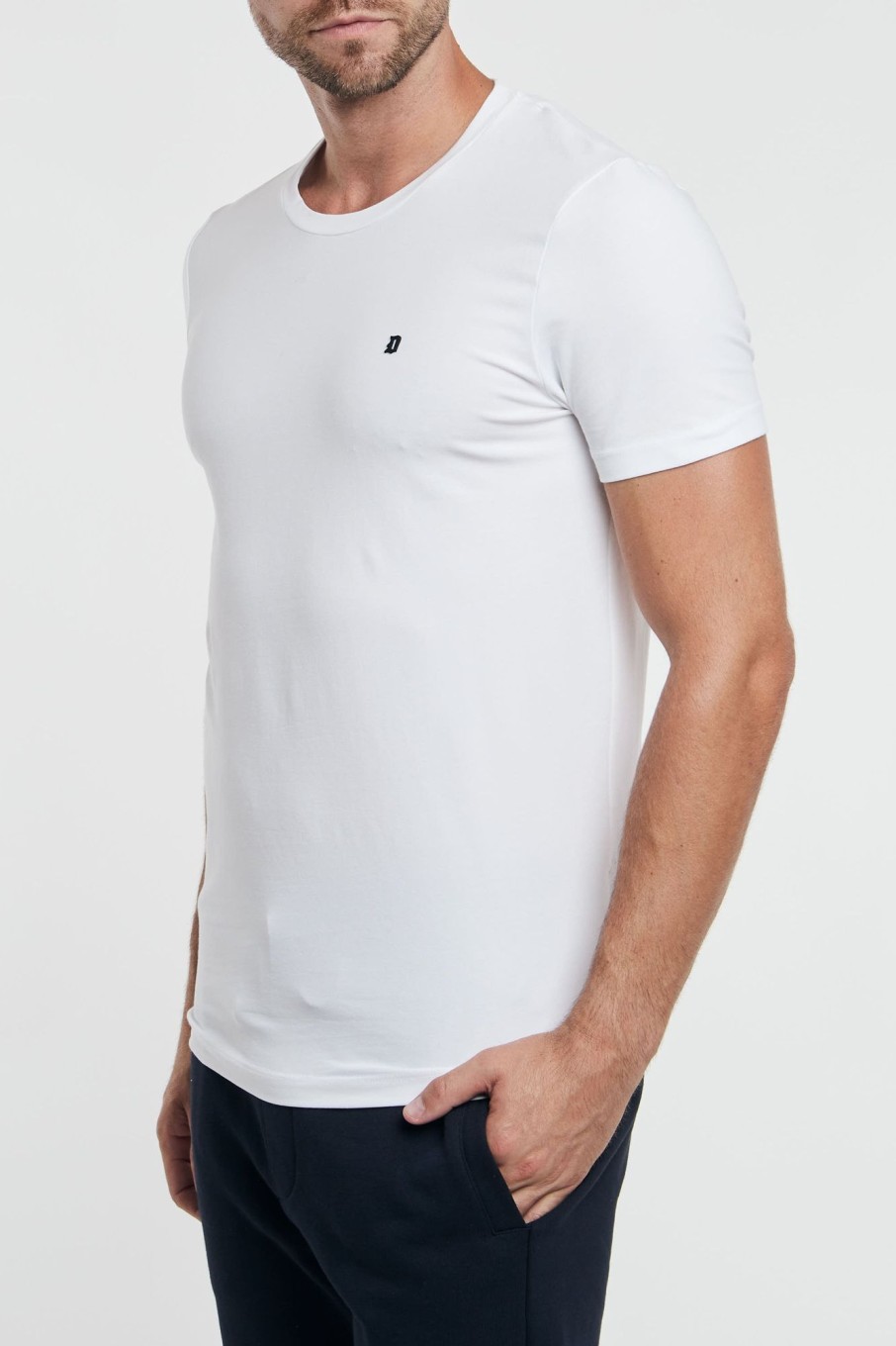 Uomo dondup T-Shirts | T-Shirt Bianco Uomo 92896-17800