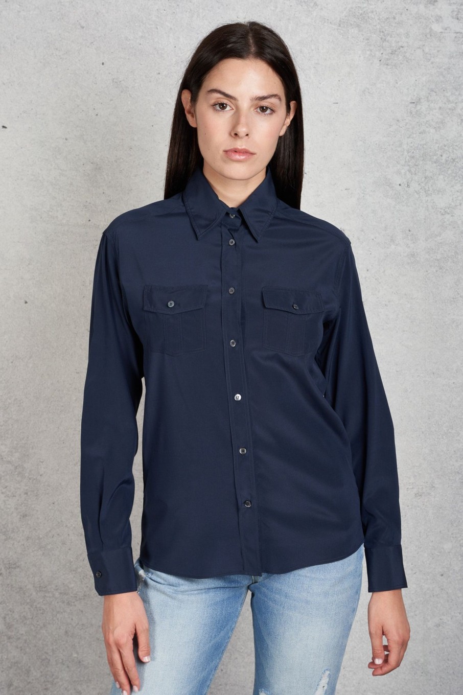 Donna robert friedman Camicie | Camicia Seta Blu Donna