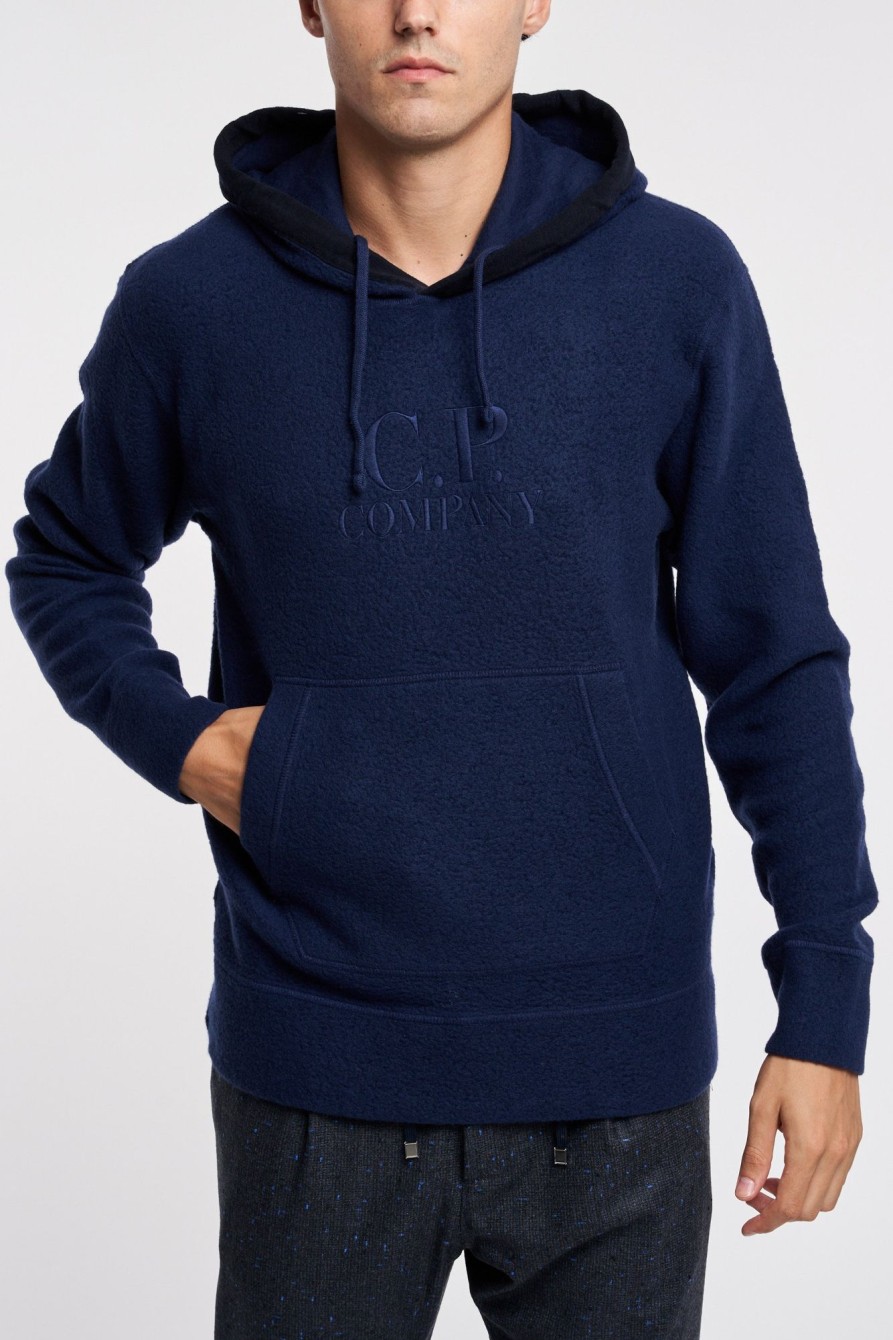 Uomo c.p. company Felpe | Felpa Woll Polar Fleece Logo Hoodie Lana Multicolor