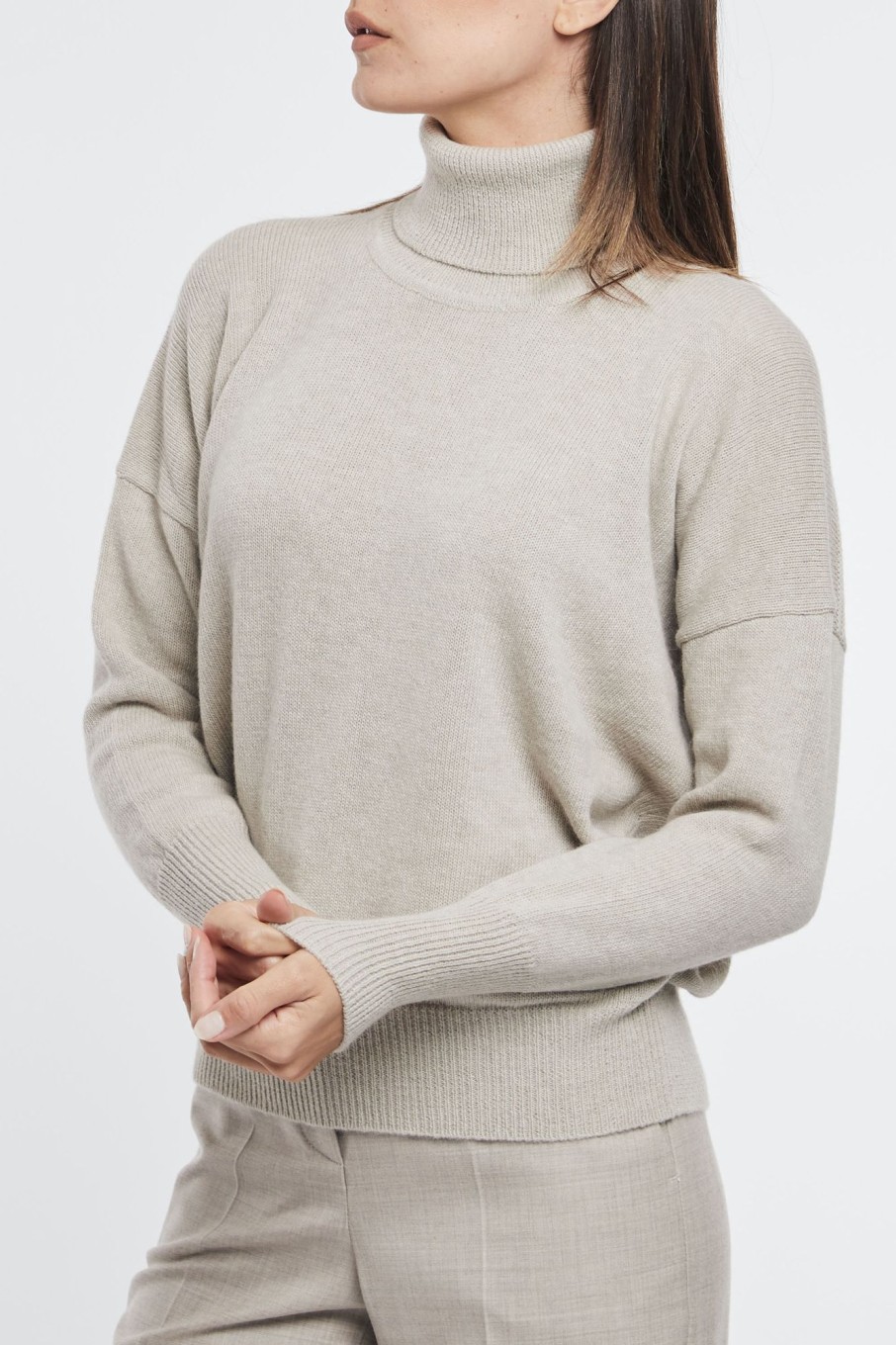 Donna zanone Maglie | Maglia Dolcevita Over Size Naturale Donna