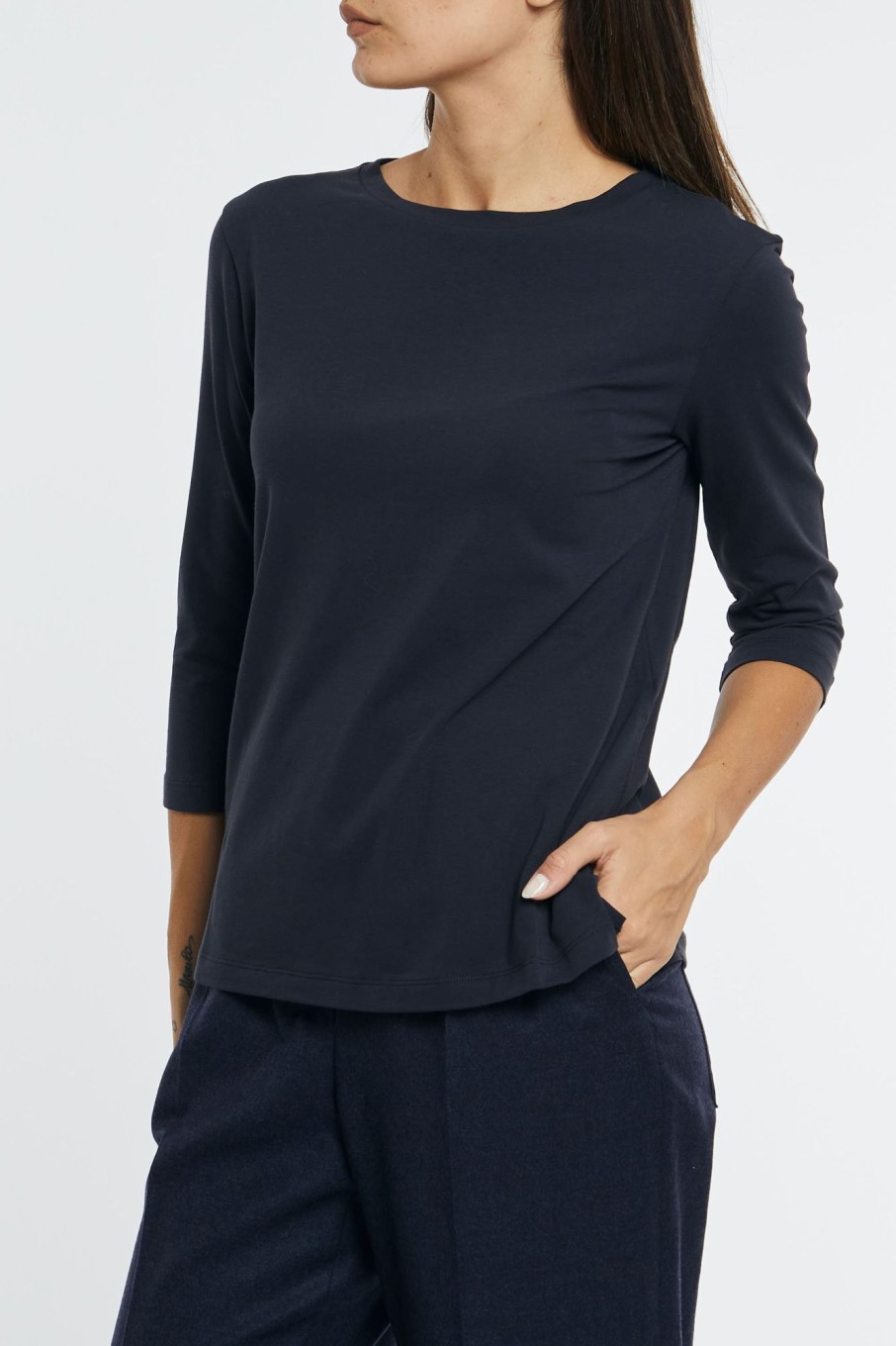 Donna maxmara T-Shirt | T-Shirt Manica 3/4 Blu Donna