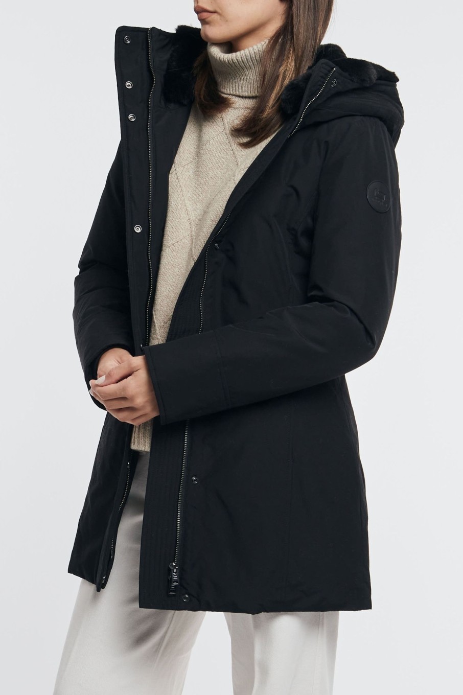 Donna woolrich Giacche | Bulder Faux Fur Parka Nero Donna