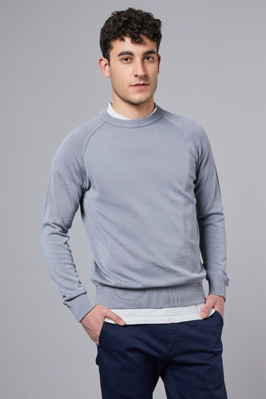 Uomo filippo de laurentiis Maglie | Maglia Girocollo Ml Raglan Grigio Uomo