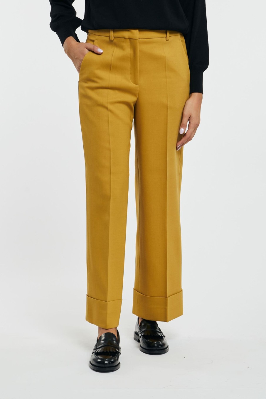 Donna incotex Pantaloni | Pantalone Arlys Cotone Giallo