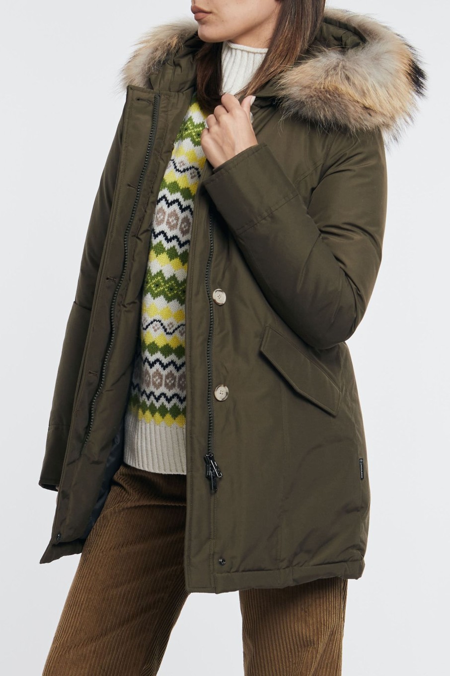 Donna woolrich Giacche | Artic Raccoon Parka Verde Donna