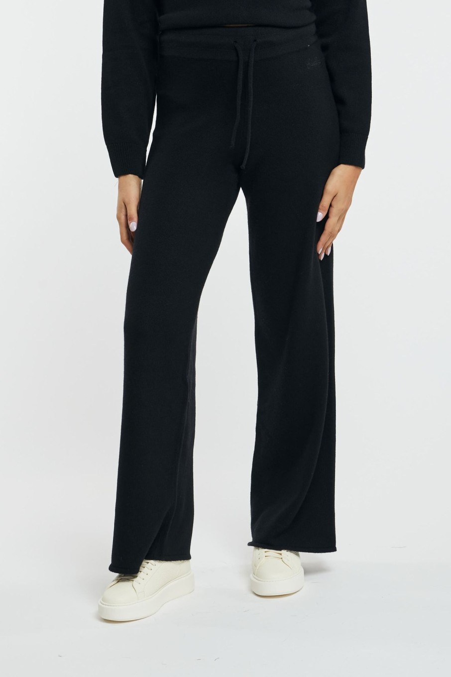 Donna mc2 saint barth Pantaloni | Pantaloni A Gamba Larga In Maglia Nero