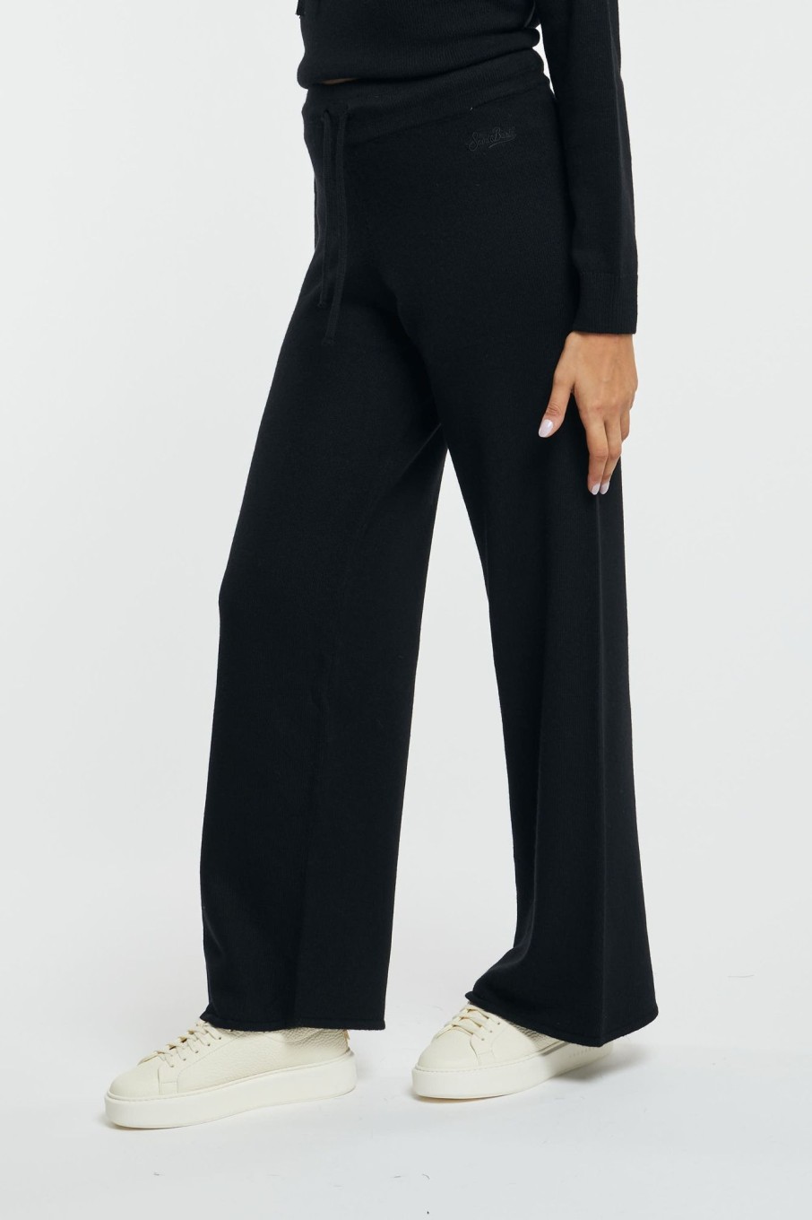 Donna mc2 saint barth Pantaloni | Pantaloni A Gamba Larga In Maglia Nero