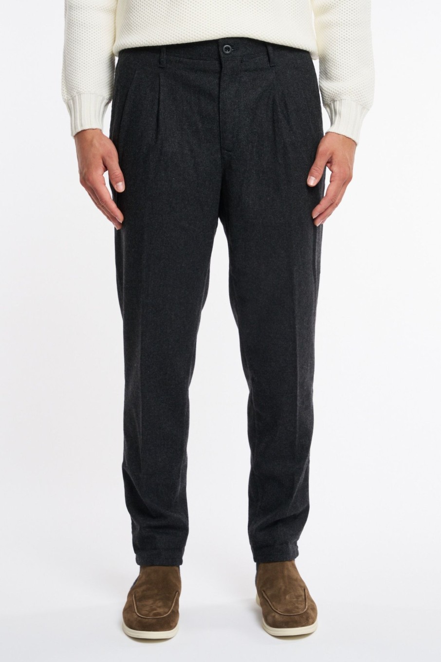 Uomo incotex slacks Pantaloni | Pantalone Lana Grigio Uomo