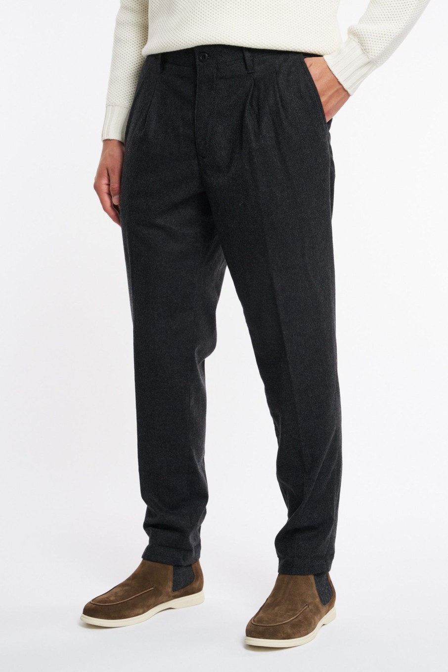 Uomo incotex slacks Pantaloni | Pantalone Lana Grigio Uomo