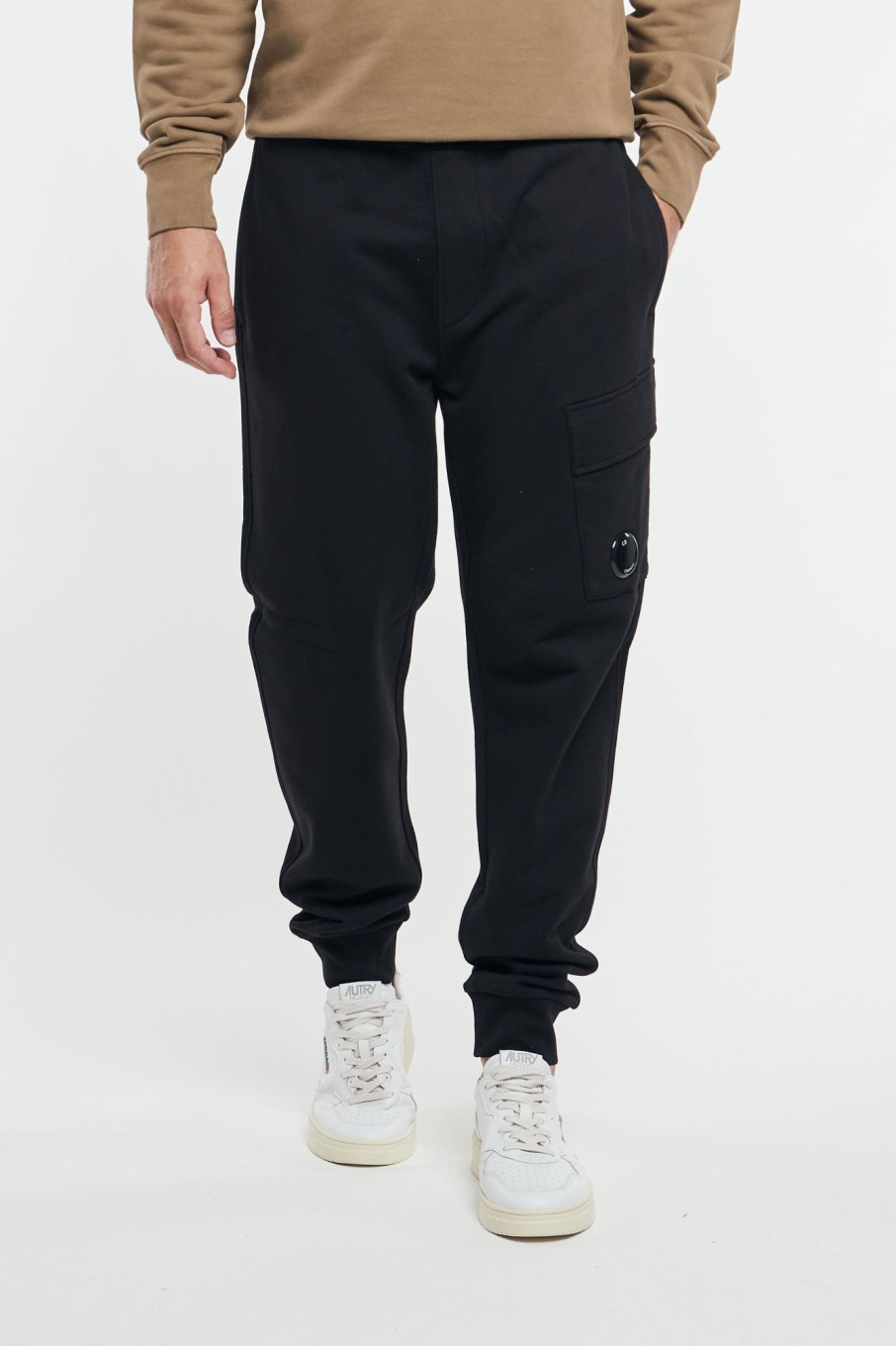 Uomo c.p. company Pantaloni | Cp Company Diagonal Raised Cargo Track Pants Nero Uomo 93002-16147