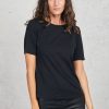 Donna purotatto T-Shirt | Round Collar T-Shirt Sleevs Nero Donna