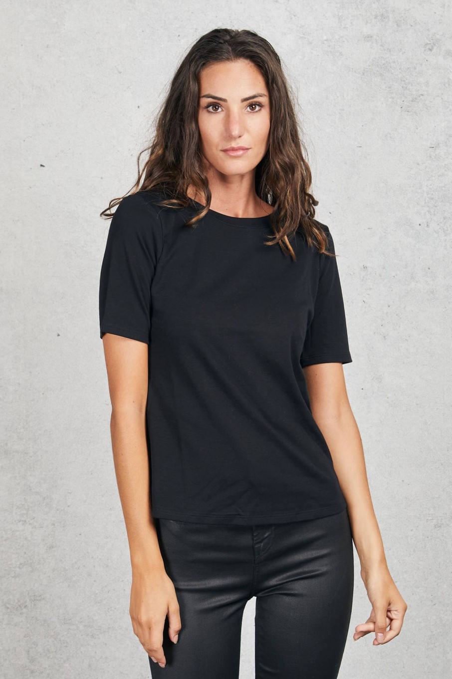 Donna purotatto T-Shirt | Round Collar T-Shirt Sleevs Nero Donna