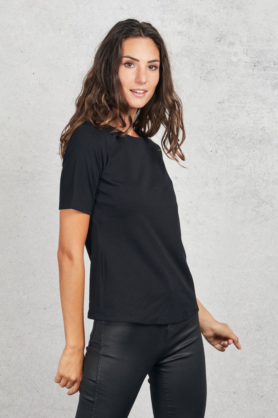 Donna purotatto T-Shirt | Round Collar T-Shirt Sleevs Nero Donna