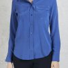 Donna equipment femme Camicie | Camicia In Seta Blu Donna