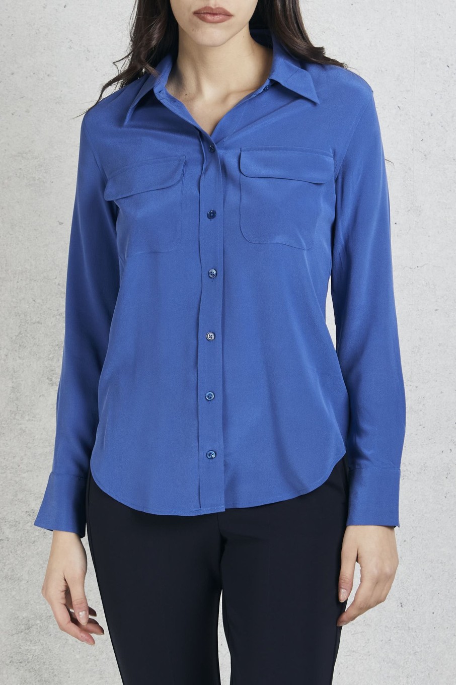 Donna equipment femme Camicie | Camicia In Seta Blu Donna